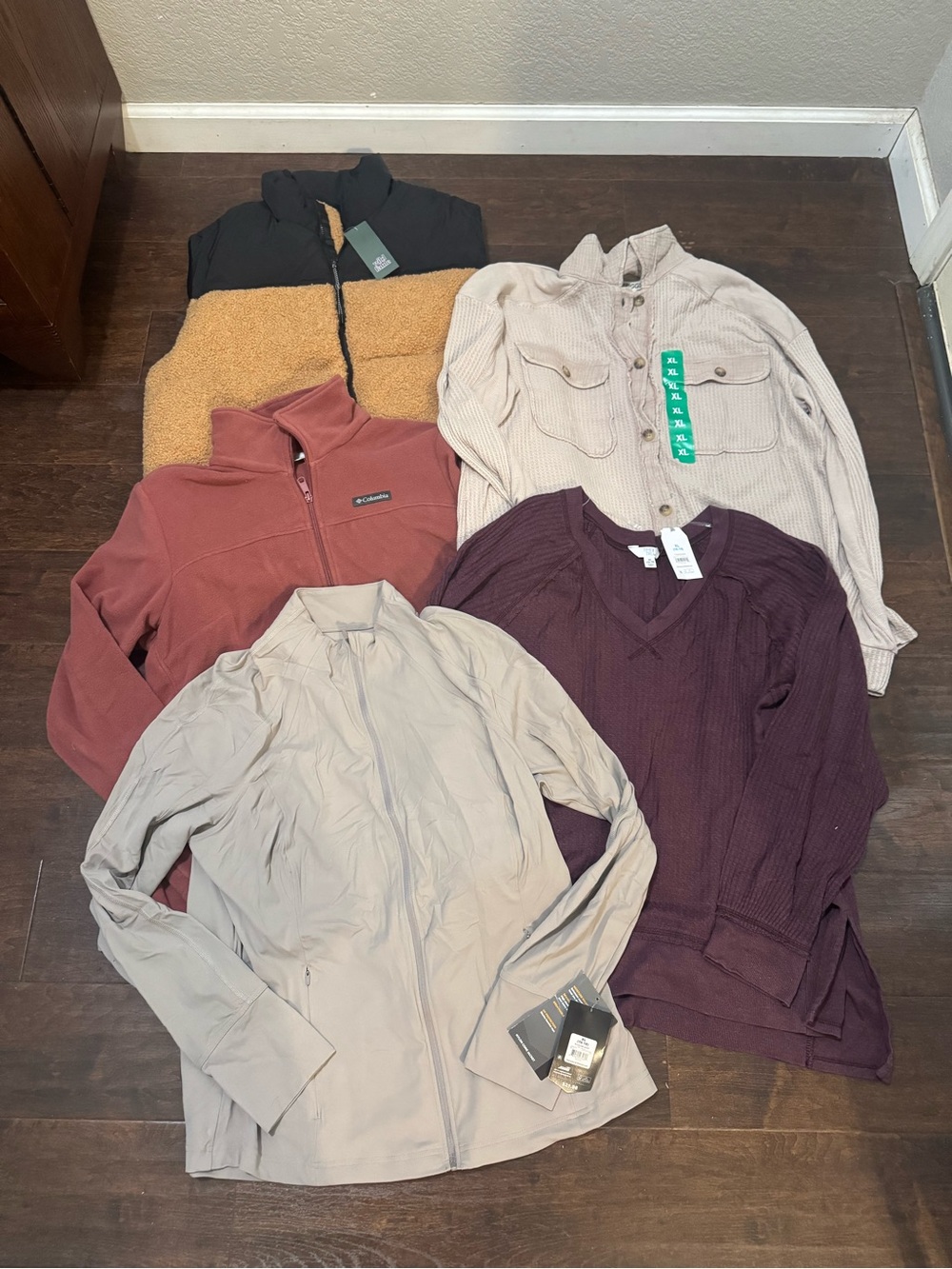 wild fable women's beige corduroy shacket and mixed neutral tops bundle